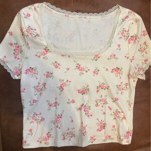 Floral Lace-Trimmed Women's Top